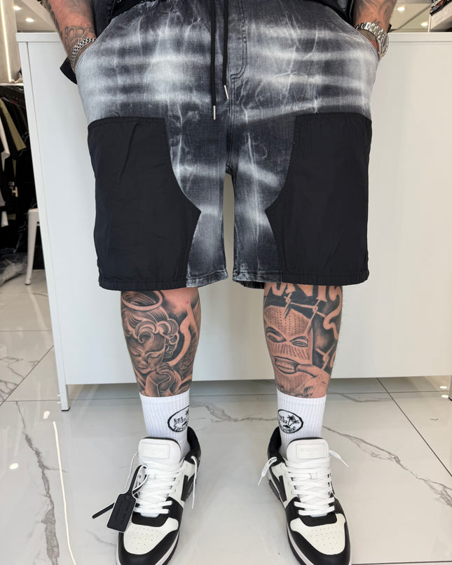 COORDSET JEANS E NAYLON BLACK “SHORT MOLLA”