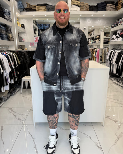COORDSET JEANS E NAYLON BLACK “SHORT MOLLA”