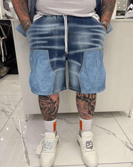 COORDSET JEANS E NAYLON AZZURRO “SHORT MOLLA”