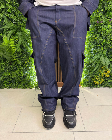 COORDINATO JEANS CARGO FONDO AMPIO